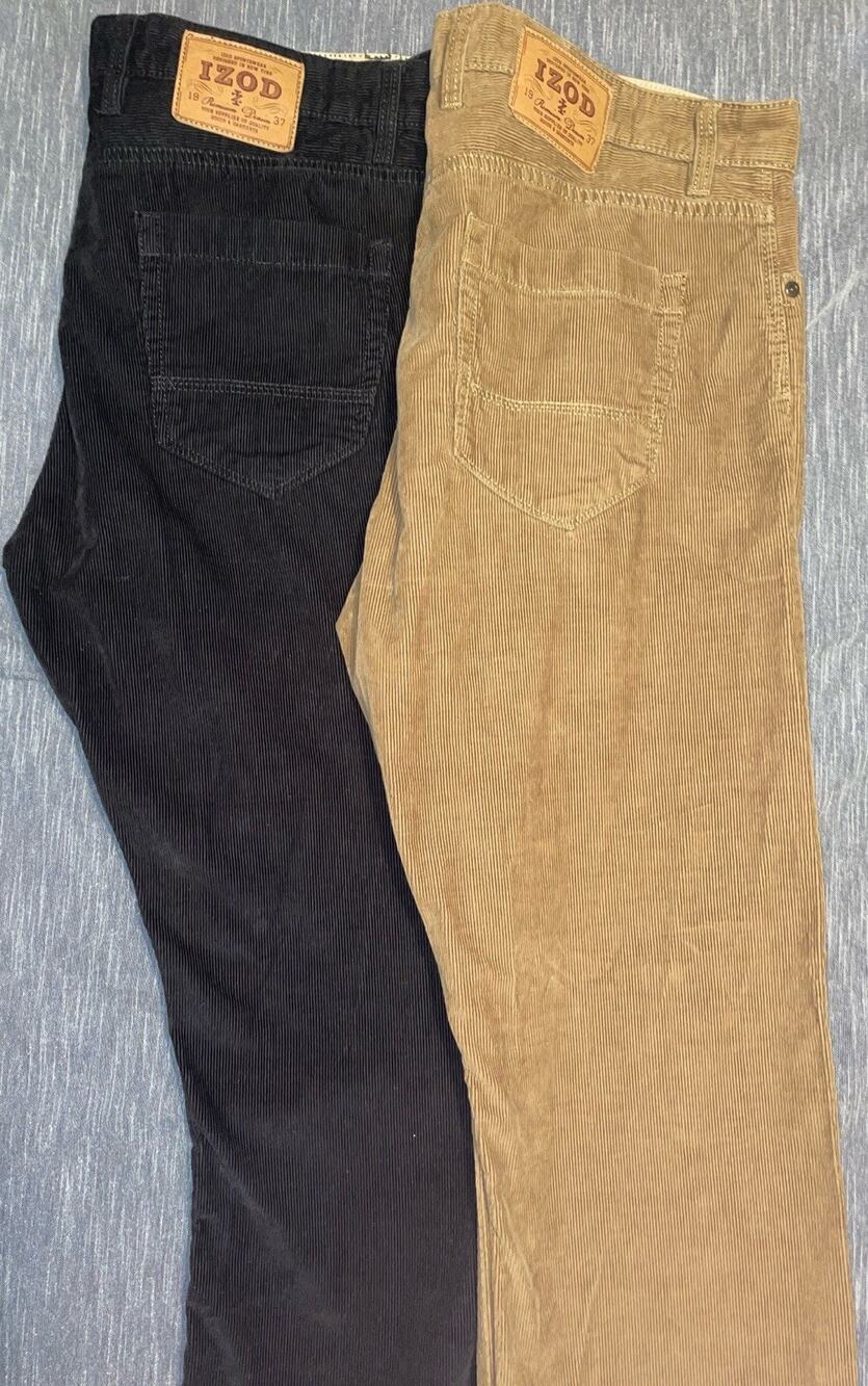 Set Of 2: IZOD Mens Straight Fit Stretch Corduroy Pants (36X32)